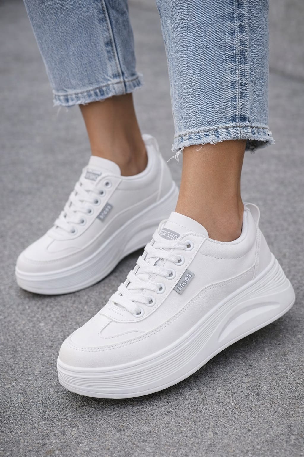 White leather sneakers