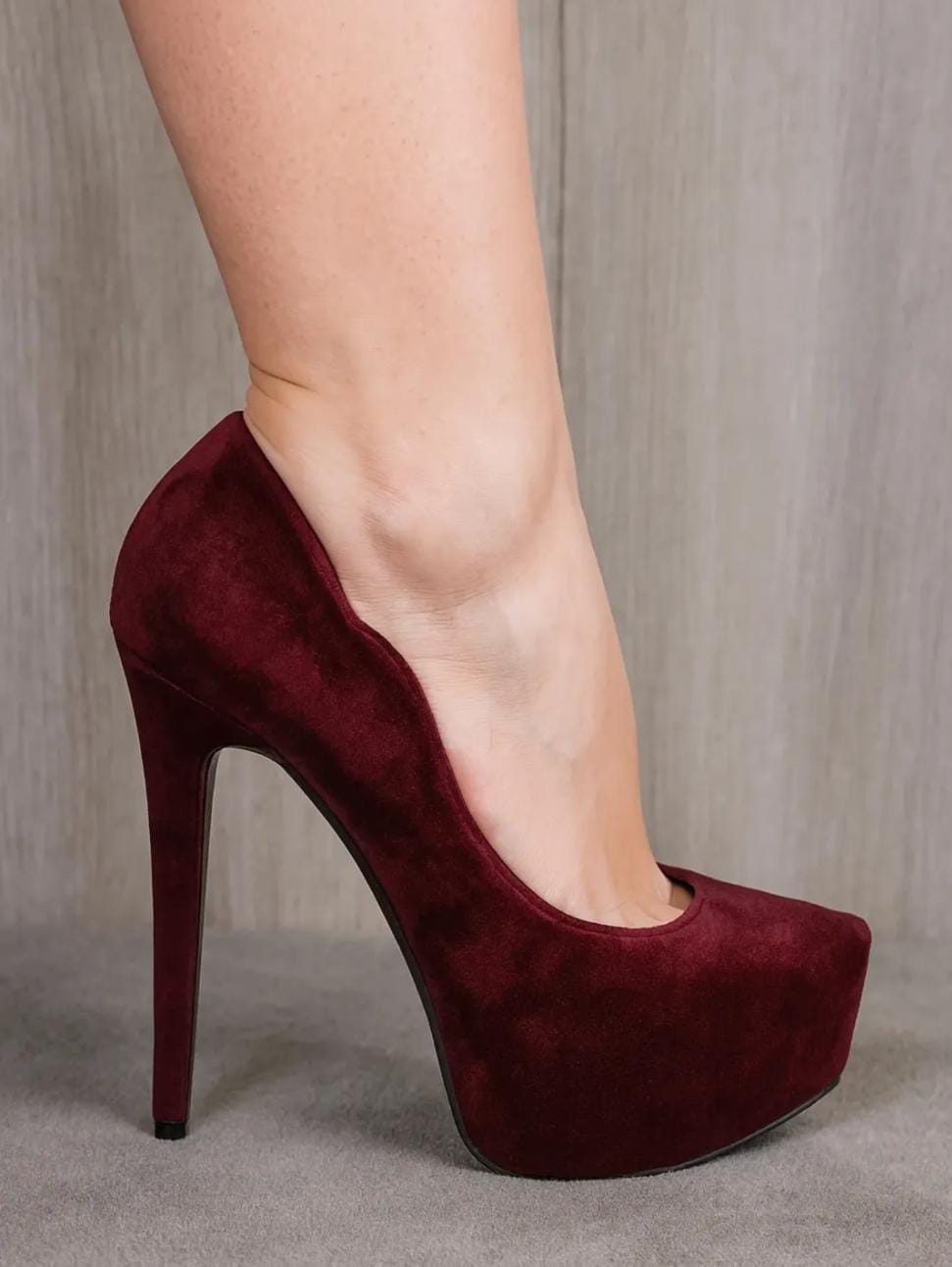 high din burgundy heels