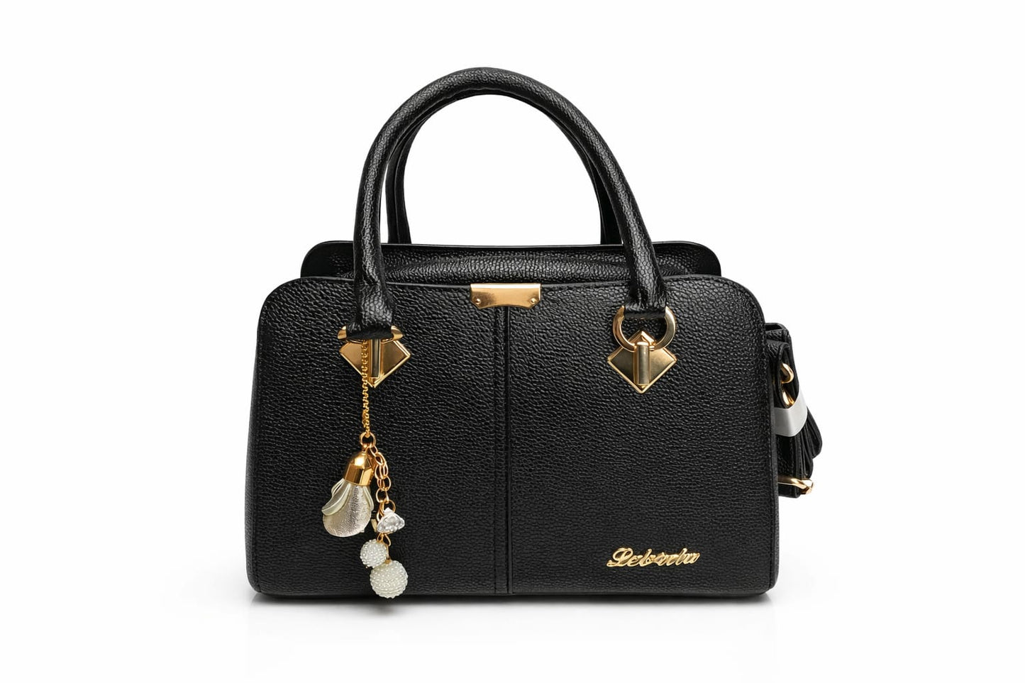 Black leather, gold hardware bag