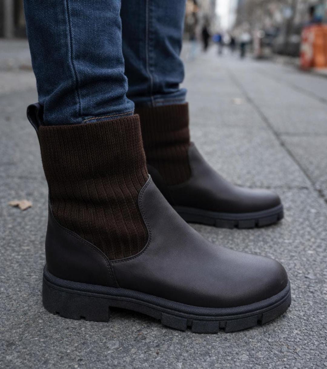 Brown socks boot