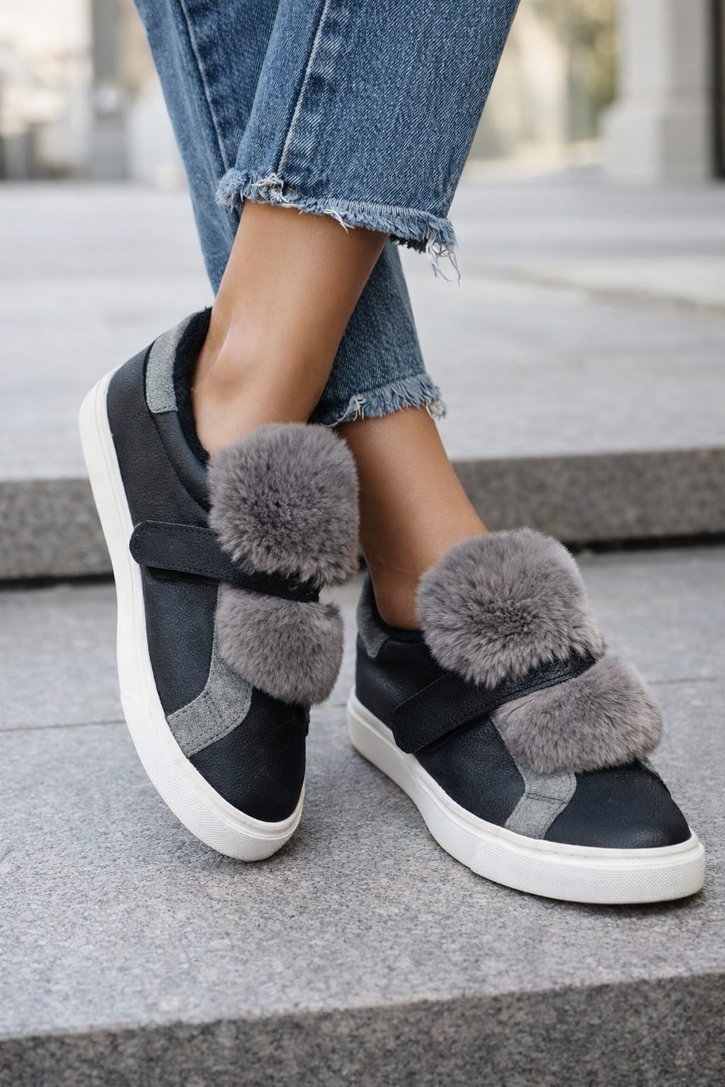 Fur sneakers