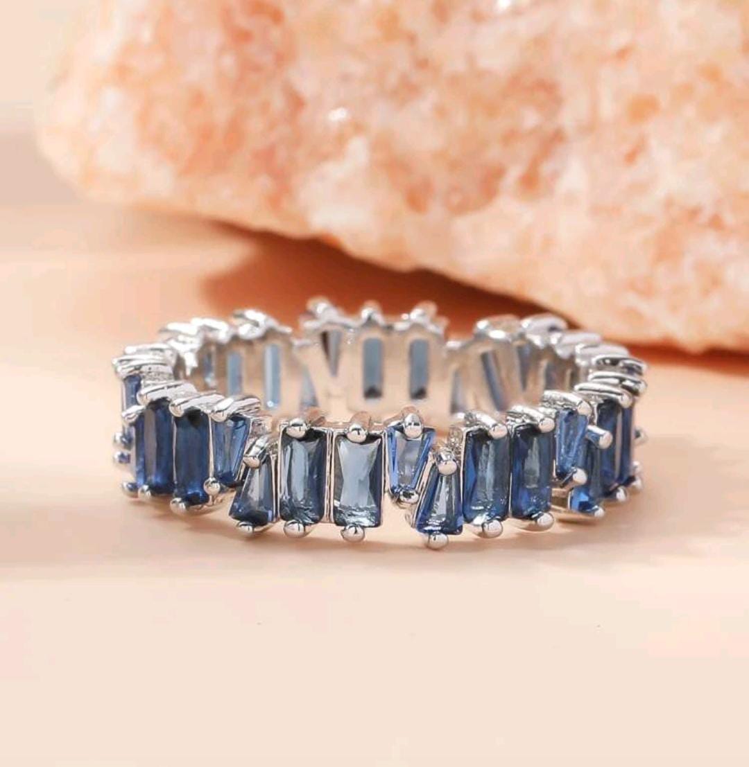 Blue zirconian ring